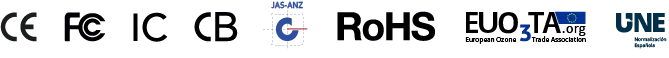 CE, FCC, IC, CB, JAS-ANZ, RoHS, EUOTA and UNE certifications